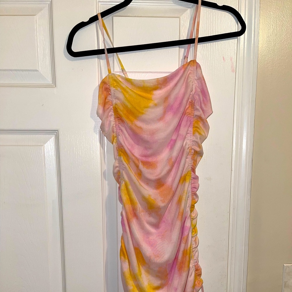 Multi-colored Ruched Dress